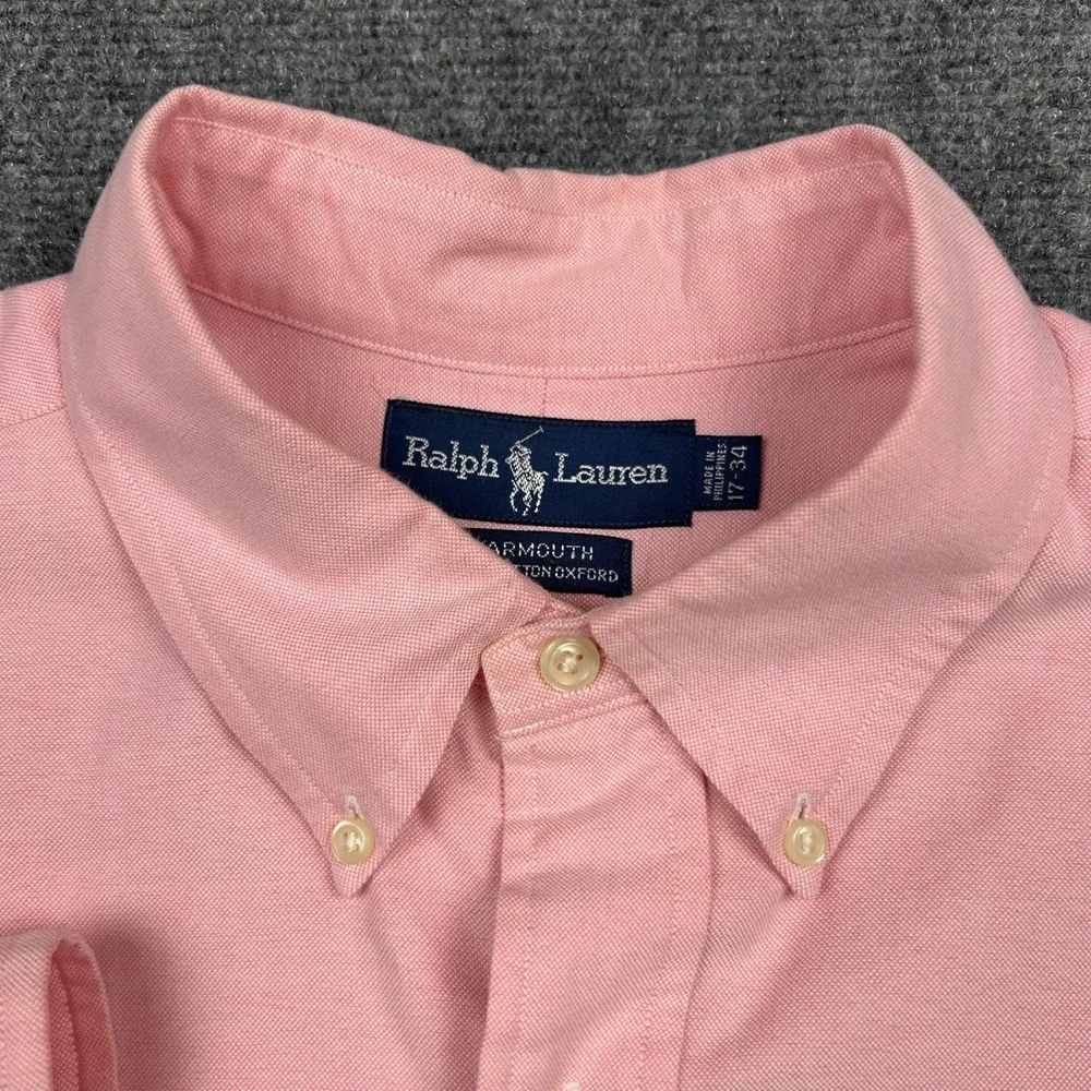 Ralph Lauren Yarmouth Shirt Men 17-34 Pink Oxford Button Down Classic Flesh Pony